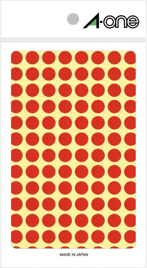 A-One Color Label Red Round 9mm 14 Sheets 07001 (10 Sets)