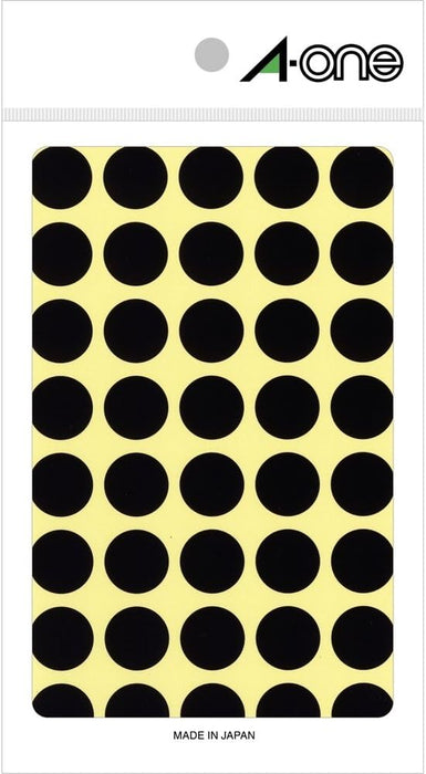 A-One Color Label Black Round 15mm 14 Sheets 07029 (10 Sets)
