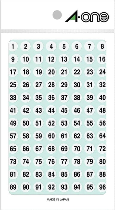 A-One Label Number Round 08086 White 9mmφ 4 sheets (10 sets)