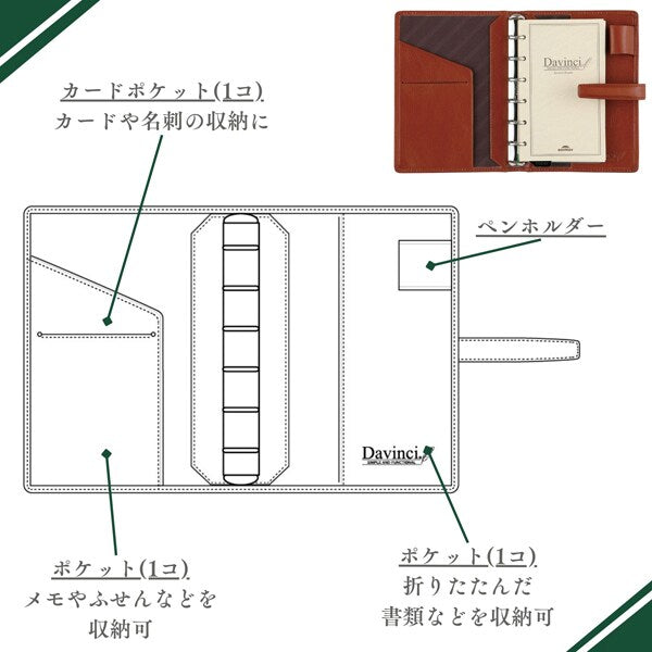 ダ・ヴィンチ Davinci システム手帳 ダヴィンチ（Davinci） スタンダード ポケット 14mm ブラウン DP3008C レイメイ藤井 4902562432335（10セット）