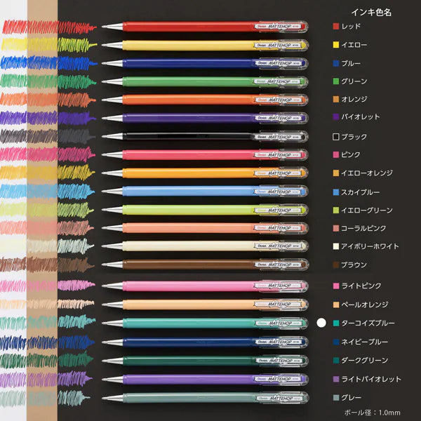 ぺんてる Pentel カラーボールペン MATTEHOP マットホップ 1.0mm グレー K110-VN 4902506426192