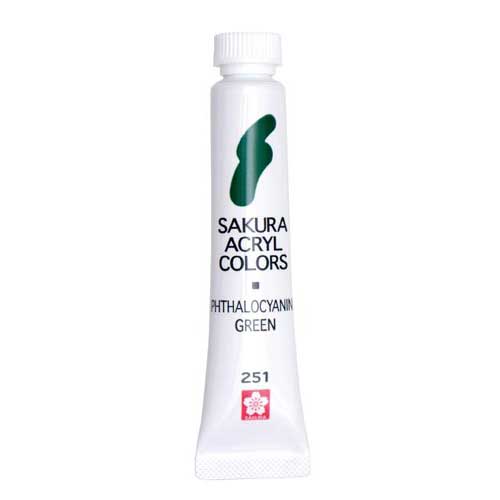 ACW#251 Sakura Crepas Akrylfarve ensfarvet i lamineret rør Phthalocyaningrøn ACW#251 ACW Sakura Crepas 4901881823060 (5 sæt)