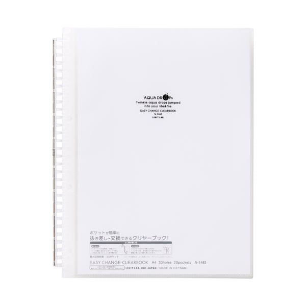 N-1483-1 LIHIT-LABORATORIUM. AQUA DROPs Easy Change Clear Book A4S 20P Melkwit N-1483-1 LIHIT LAB. 4903419334260 (10 sets)
