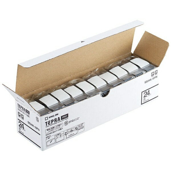 KING JIM PRO Klebeband, schwarze Buchstaben auf weißem SS24K-10PN, 24 mm, King Jim 4971660774760