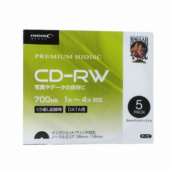 磁気研究所 ＣＤ－ＲＷデータ用５Ｐ HDCRW80YP5SC 4984279110737