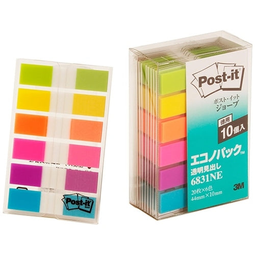 3M Japan Post-it 6831NE Intestazione trasparente Colori misti 10 libri