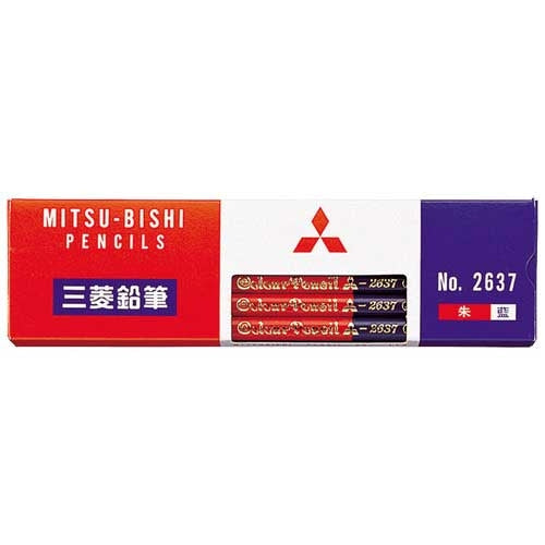 三菱鉛筆 色鉛筆 K2637 朱藍7:3 12本入 4902778973301
