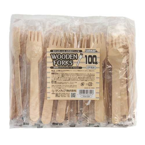 Holzgabel 15,5cm im Klarsichtbeutel 100 Stück Sunup 4901627067918