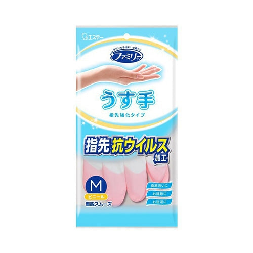エステー ビニールうす手 指先抗ウイルス M ピンク 4901070722396