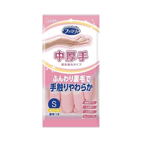 エステー ビニール中厚手 指先強化 Ｓ ピンク 4901070712106