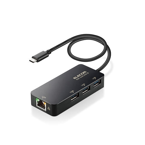 エレコム LANアダプタ Type-C USBハブ付EDC-GUC3H2-B 4549550227278