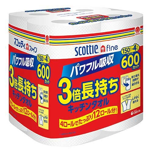 日本製紙クレシア スコッティファイン3倍巻キッチンタオル 4R 4901750332402