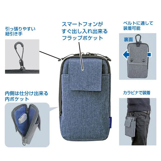 クツワ スマホポーチ撥水（ブラック） FS102BK 4901478156526（2セット）