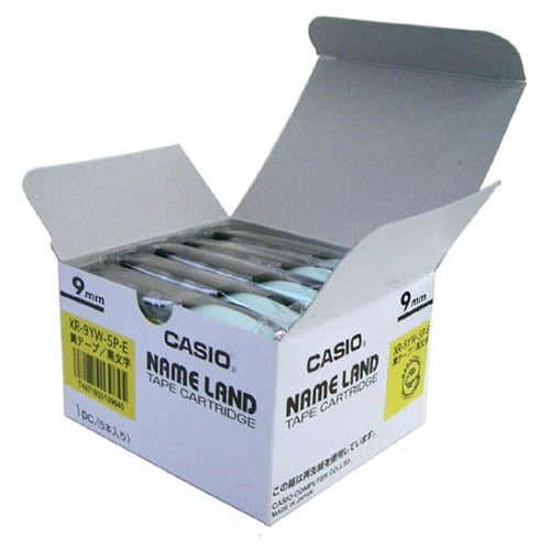 Son cinco lindera de 9mm en cinta CASIO COMPUTER Co., Ltd. XXR-9YW-5P-E amarilla
