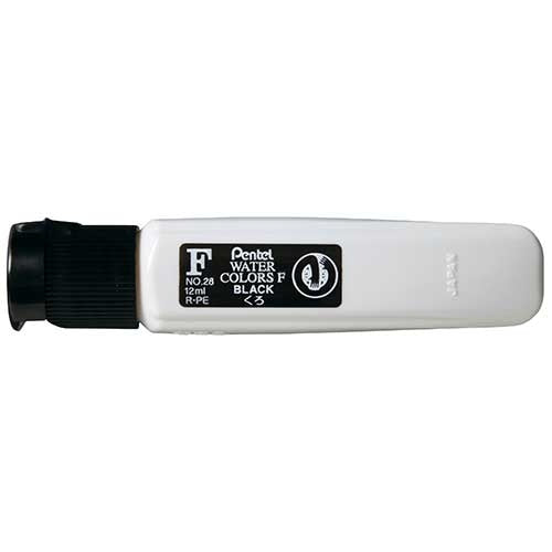 ぺんてる エフ水彩 ポリチューブ WFCT28 黒 4902506189974