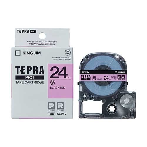 King Jim Tepra PRO Klebeband SC24V Lila mit schwarzen Buchstaben 24 mm