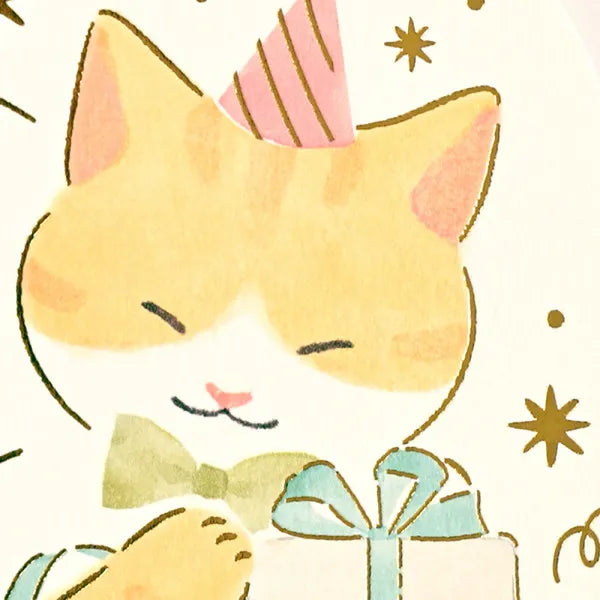 エヌビー カード　ふんわか　誕生日　ねこ 1206305 4909510562823（5セット）