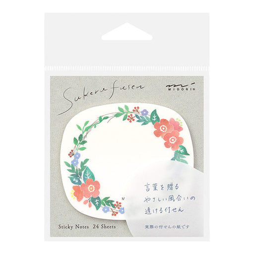 OS sticky note paper transparent wreath pattern 19079 Midori 19079006 (5 sets)