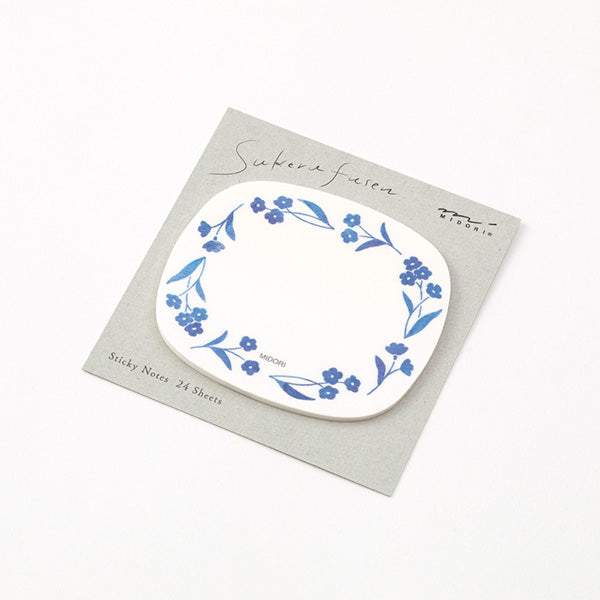 Transparent sticky paper blue flowers 19081006 Midori 4902805190817 (5 sets)
