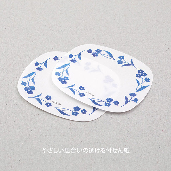 Transparent sticky paper blue flowers 19081006 Midori 4902805190817 (5 sets)