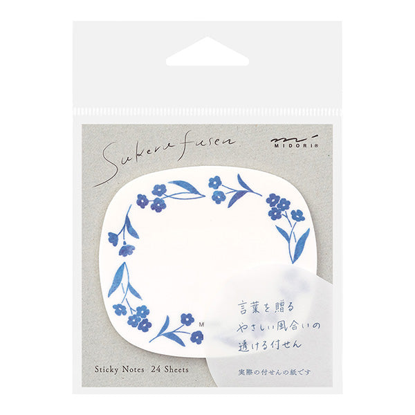 Transparent sticky paper blue flowers 19081006 Midori 4902805190817 (5 sets)