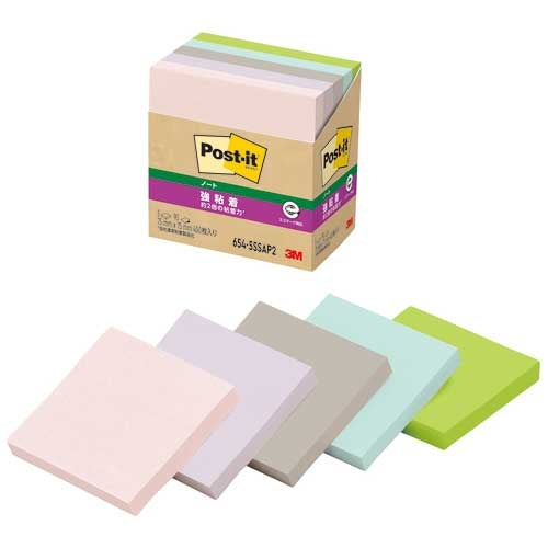 Papel reciclado adesivo forte Post-it 3M Japão 75 x 75 mm 654-5SSAP2 4550309409296