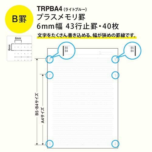 日本ノート Trees A4 Pメモリ B罫40枚 ライトブルー 4901470511712
