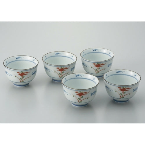 ピーアンドエス 染赤絵煎茶碗 5客揃/10301 4541266103013