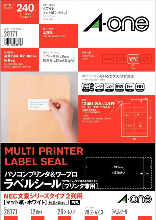 A-One Stampante per etichette adesive per computer ed elaboratore di testi a doppio uso 12 pagine 20 fogli 28171 (10 set)
