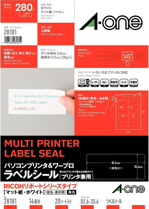 A-One Stampante per etichette adesive per computer ed elaboratore di testi a doppio uso 14 pagine 20 fogli 28181 (10 set)