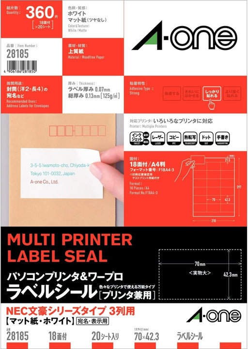 A-One Stampante per etichette adesive per computer ed elaboratore di testi Dual Use 18 pagine 20 fogli 28185 (10 set)