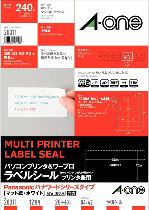 A-One Stampante per etichette adesive per computer ed elaboratore di testi a doppio uso 12 pagine 20 fogli 28311 (10 set)