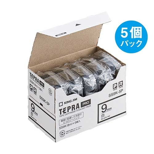 King Jim PRO 膠帶 SS9K-5P 白底黑字 9 mm 5 片