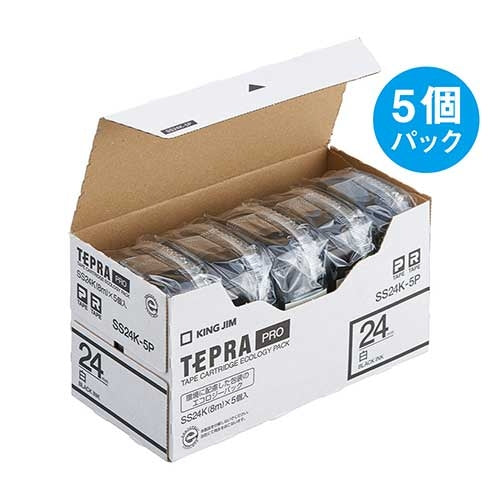 キングジム テプラPROテープSS24K-5P白に黒字 24mm 5個 4971660763290