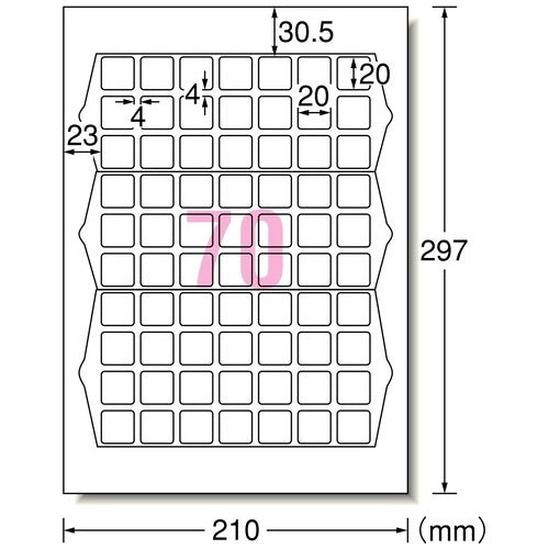 エーワン マルチプリンタラベル70面 正方形20P 31555 4906186315555