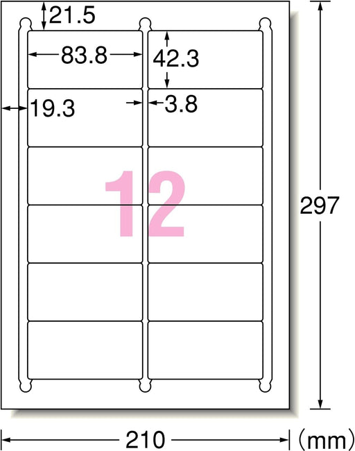 A-One Etichetta adesiva Laser Tipo resistente all'acqua 12 lati 20 fogli 31371 (10 set)