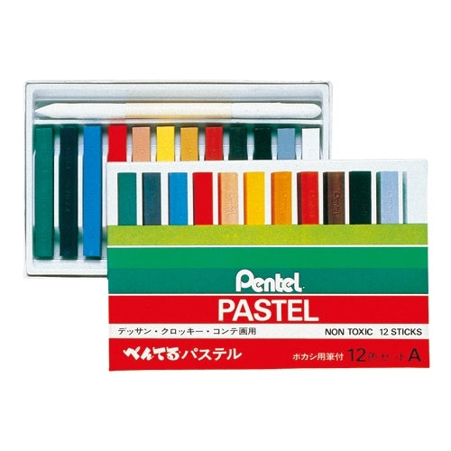 Pentel 12 pastelkleurenset GA-12AD met vervagingsborstel 4902506110138