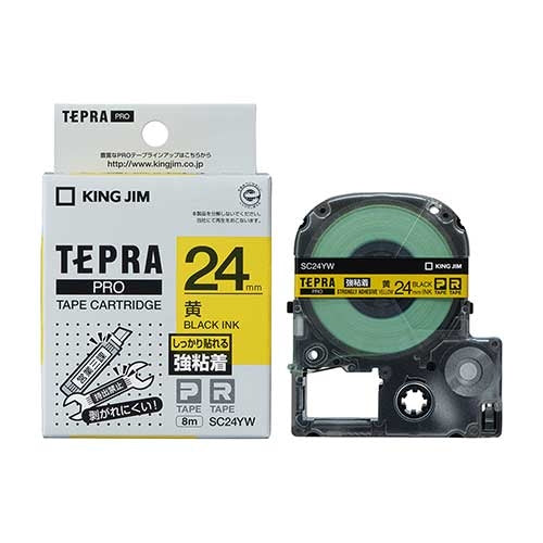 キングジム テプラPROテープ強粘着SC24YW 黄/黒字 24mm 4971660763931