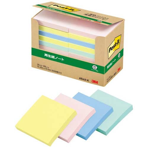 スリーエムジャパン Post-it 再生紙経費削減 6542-K 混色 4547452939466