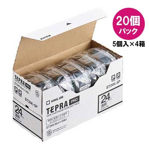 キングジム テプラPROテープST24K-20透明/黒字 24mm20P 2147345065788