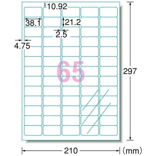 エーワン レーザーラベル31584透明タイプA4 65面10枚 4906186315845