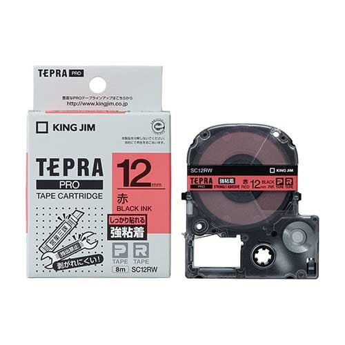 King Jim PRO Tape Sterk klevend SC12RW Rood met zwarte letters 12 mm