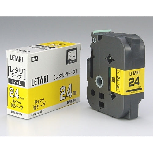 Fita Max Letter LM-L524BY Amarela com Letras Pretas 24mm
