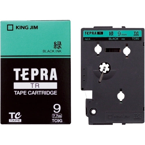 It is lindera 9mm in キングジムテプラ TR tape TC9G green