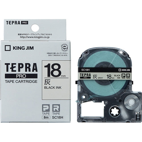 King Jim Tepra PRO 胶带 SC18H 灰色带黑色字母 18 毫米