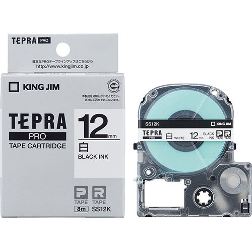 King Jim Tepra PRO 膠帶 SS12K 白色帶黑色字母 12 毫米