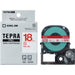 King Jim Tepra PRO Klebeband SS18R Weiß mit roten Buchstaben 18 mm