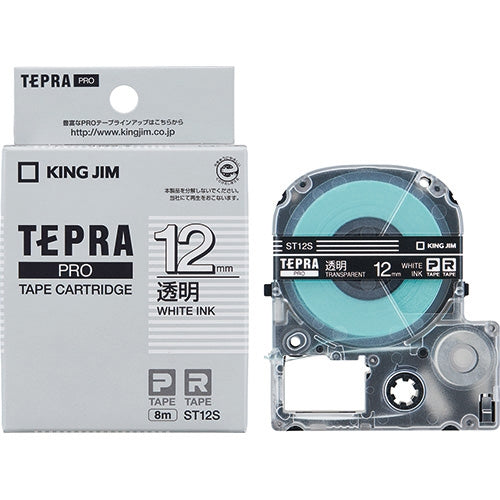 キングジム テプラPROテープ ST12S 透明に白文字 12mm 4971660752461