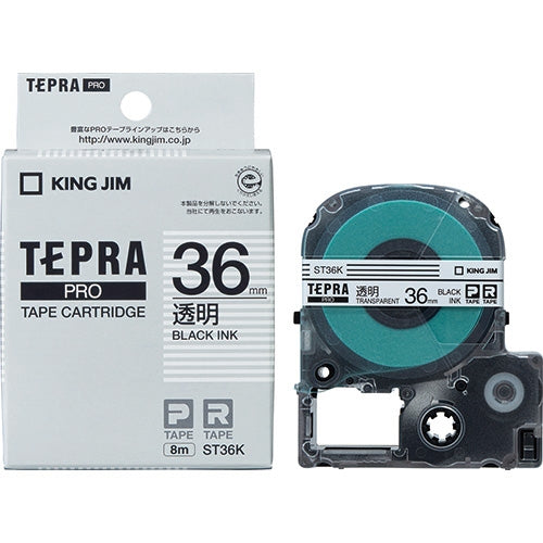 キングジム テプラPROテープ ST36K 透明に黒文字 36mm 4971660751389