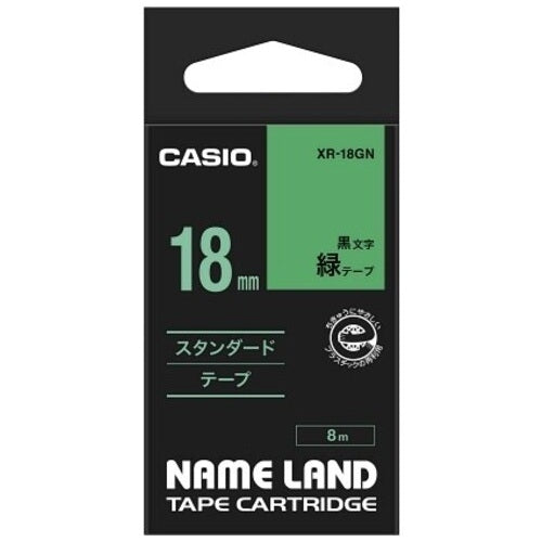 È Lindera 18 mm in nastro per etichette CASIO COMPUTER Co., Ltd. XR-18GN verde